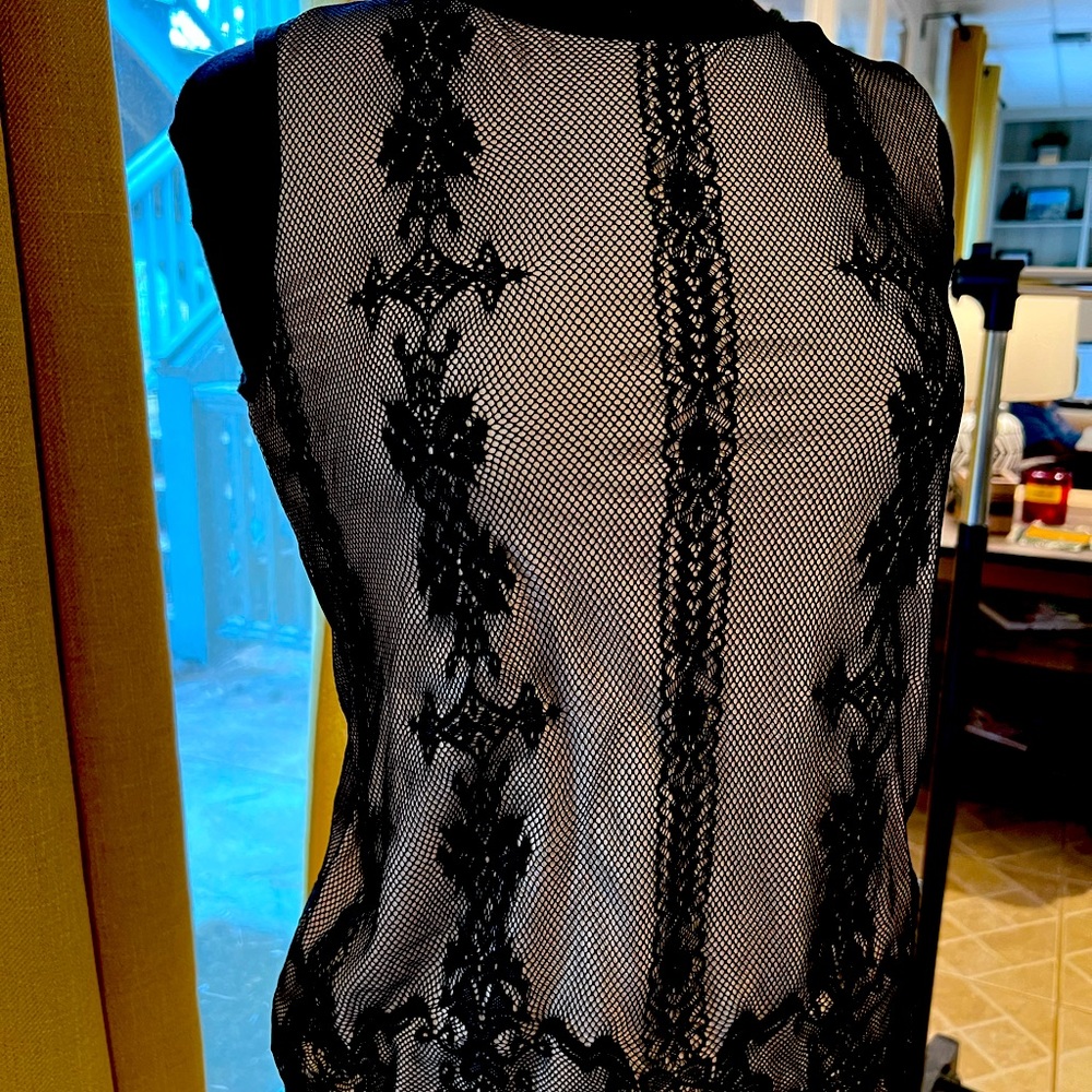 EUC black lace cami with nude lining